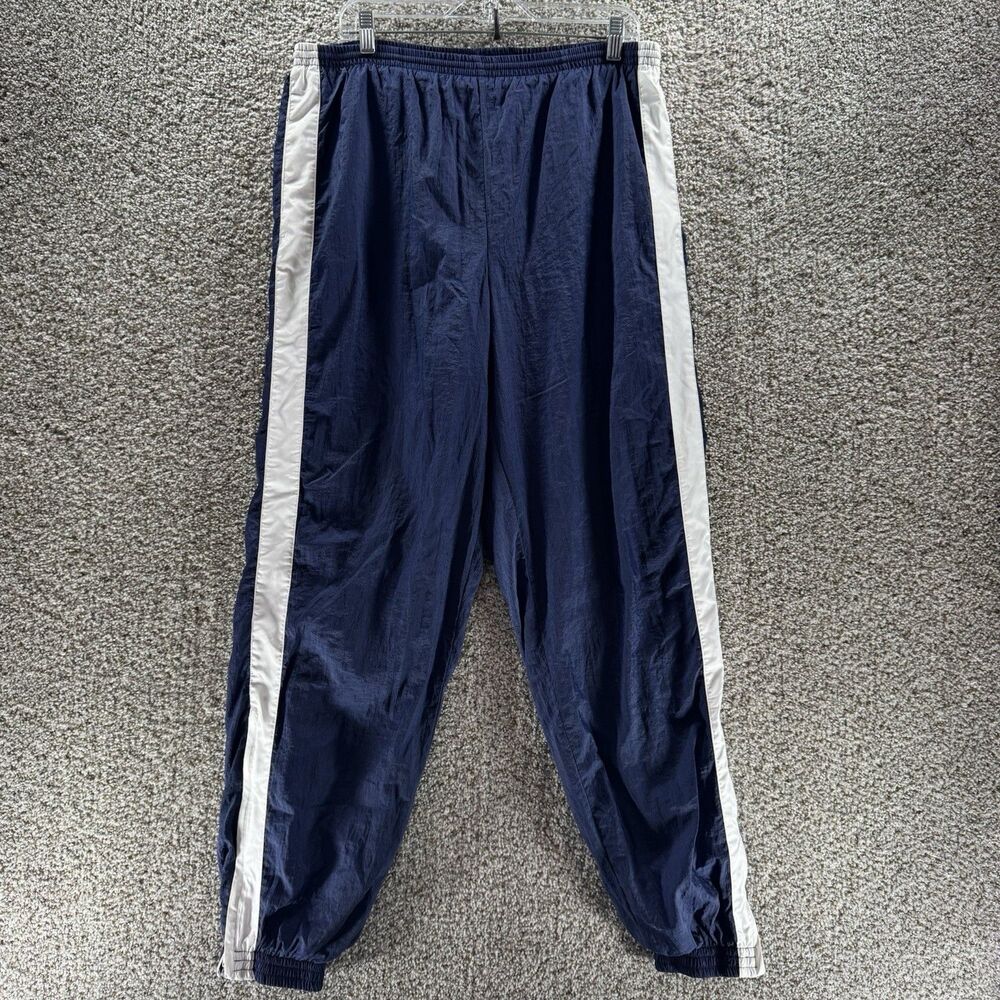 Vintage Nike Windbreaker Pants Mens Large Blue Side Zip Track Jogger Nylon Lined